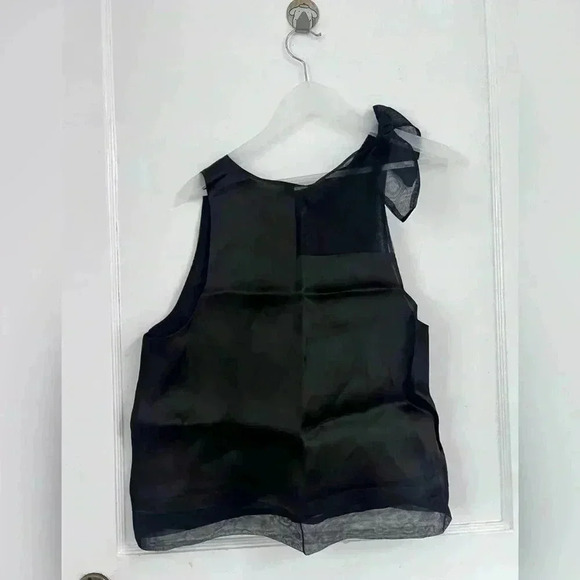 Mute by Joanne Lu M094 Black Patchwork Silk Bow Top New With Tag Size M - Picture 5 of 5